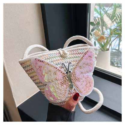 ZllKl  Girl Straw Bucket Bag  New Pouch Female Vacation Beach Bag Woven Bag Shoulder Crossbody Pouch