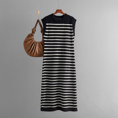 ZllKl New summer   new slim-fit intercolor women's knitted sweater striped long dress fashion dress