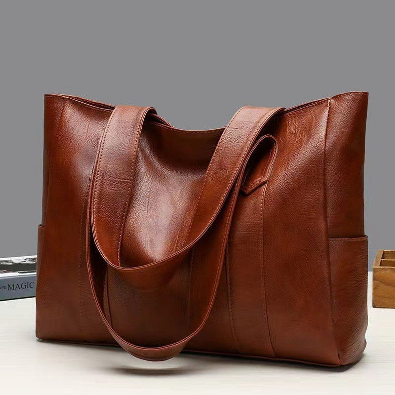 ZllKl  Soft Leather Shoulder Handbag  New Korean Style Simple Large Capacity Totes Casual All-Match Shoulder Bag Wholesale