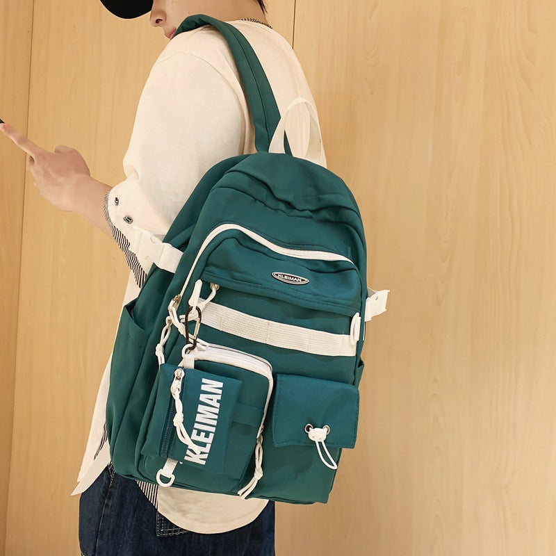 Large Capacity School Bag Middle School Student Harajuku Style Simple Couple Backpack Workwear Korean Nylon Lightweight Casual Backpack