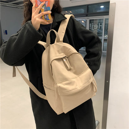 Simple and Elegant Solid Color New Backpack for Women Harajuku Japanese Durable Backpack Preppy Style Nylon Waterproof Schoolbag for Men