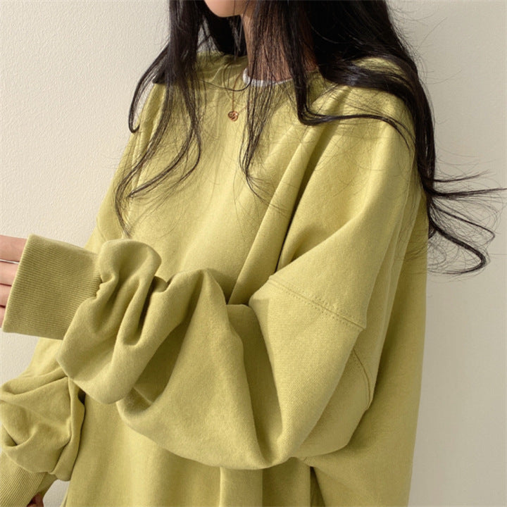 ZLLKL 2025 Cotton, fake two-piece sweater women's loose Korean version tide Popular trade loose and versatile students spring and autumn solid color coat ins tide brand