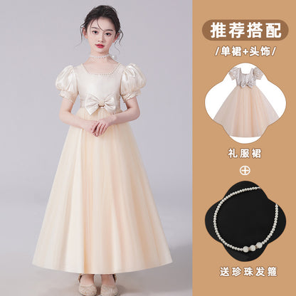 ZllKl  Children's Dress Princess Dress Children's Summer Clothing Western Style Little Girl Birthday Catwalk Costume for Piano Performance Girl Dress