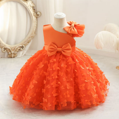 ZllKl  Girls' New Princess Mesh Embroidered Children's Dress Children Puff Mesh Birthday Full-Year Formal Dress Wholesale