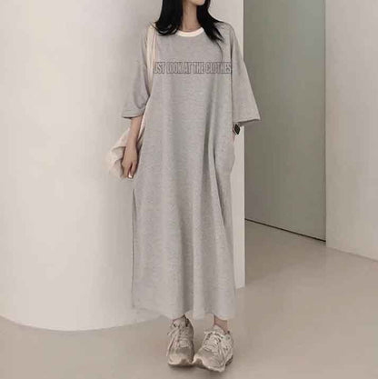 ZllKl 2025Manufacturer pure cotton fashion short-sleeved t-shirt skirt women's Korean version striped short-sleeved t-shirt dress women's summer tide new Korean version