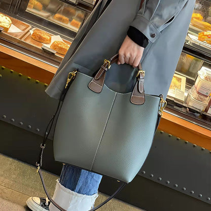 ZllKl  Genuine Leather Women's Bag  New Trendy Head Layer Togo Cowhide Large Capacity Combination Bags Hand Carrying Shoulder Cross Body Bucket Bag