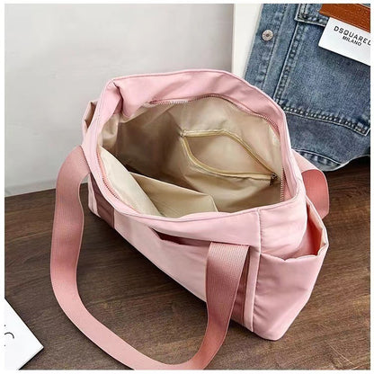 ZllKl  New Women's Bag Japanese Solid Color Tote Bag Shoulder Bag Casual Simple Mummy Diaper Bag Canvas Handbag