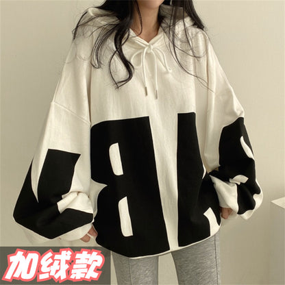 ZLLKL 2025 Cotton, hooded sweater women's loose Korean version on clothes versatile student letter ins tide brand spring and autumn leisure wholesale