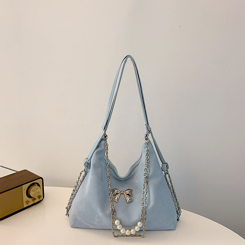 ZllKl  Advanced Texture Niche Commuter Pearl Chain One Shoulder Bag Female  Spring and Summer New All-Match Shoulder Tote Bag