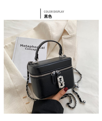 ZllKl  Women's Bag  Spring and Summer New Korean Style Fashion Shoulder Crossbody Small Square Bag Personalized Lock Textured Handbag