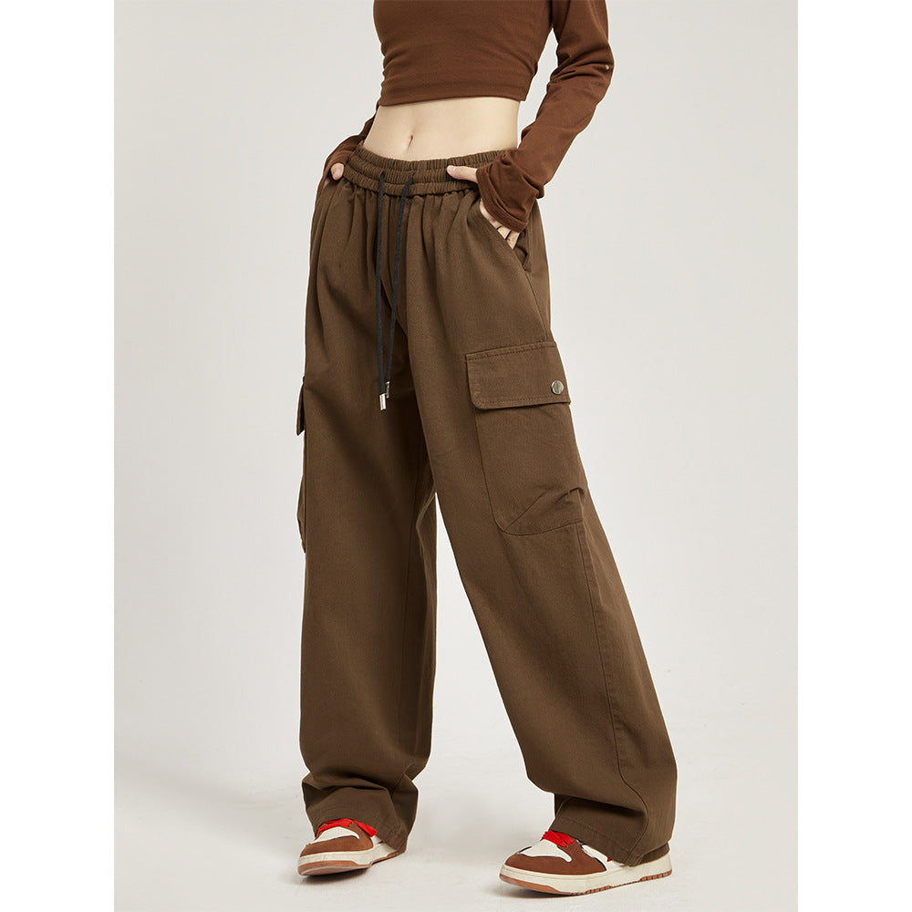 ZllKl  American Retro Workwear Casual Pants for Women  Spring and Summer New Fashion Brand High Street Hiphop Loose Straight Trousers