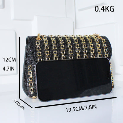 ZllKl  New European and American Socialite Fashion Crossbody Dinner Bag Diamond Hand Bag Exquisite High Sense Square Women's Handbag