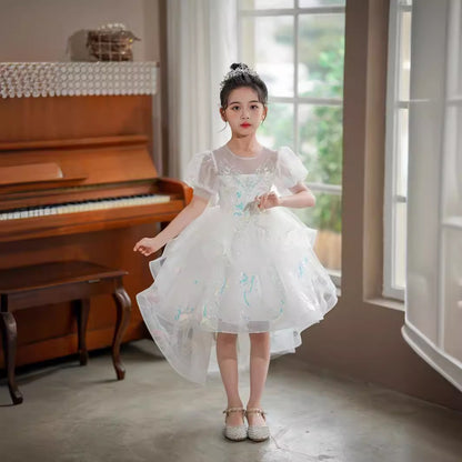 ZllKl  Foreign Trade New Princess Flower Girl Wedding Gauze Dress Children's Performance Costume Girls' Dress Birthday Banquet