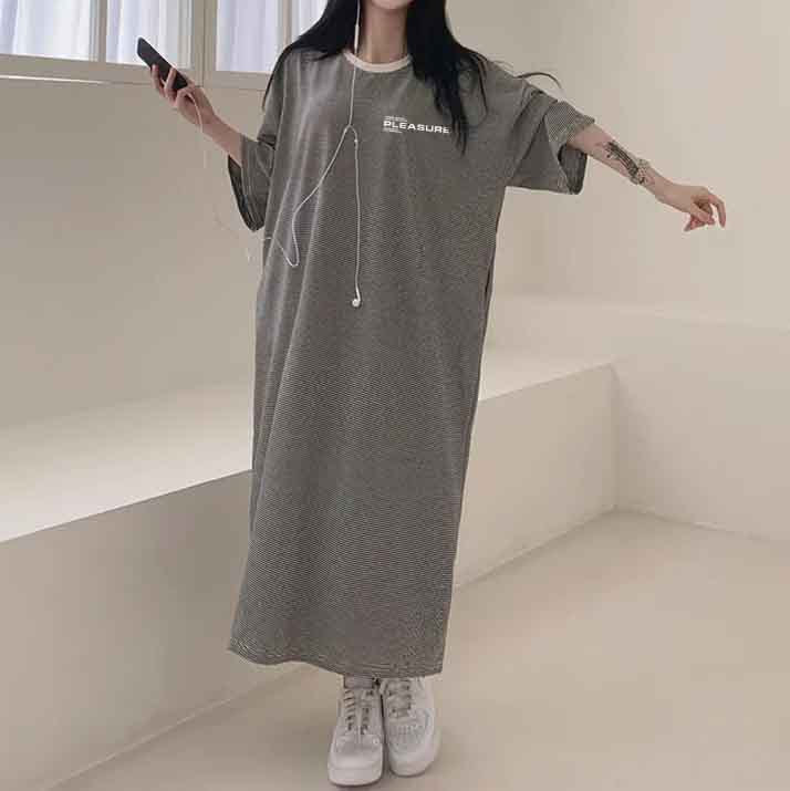 ZllKl 2025Manufacturer pure cotton Japanese short-sleeved dress women's summer popular new design loose printing medium and long t