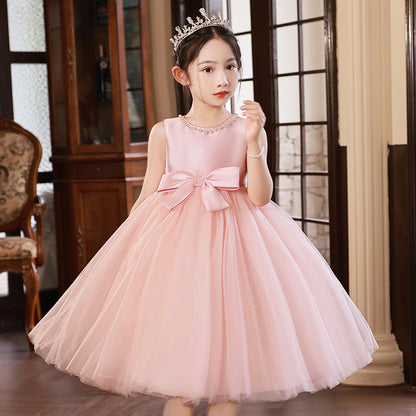 ZllKl  Girl's Dress Children's Big Violin Piano Grading Performance Dress Little Girl's Birthday Host Princess Dress Summer