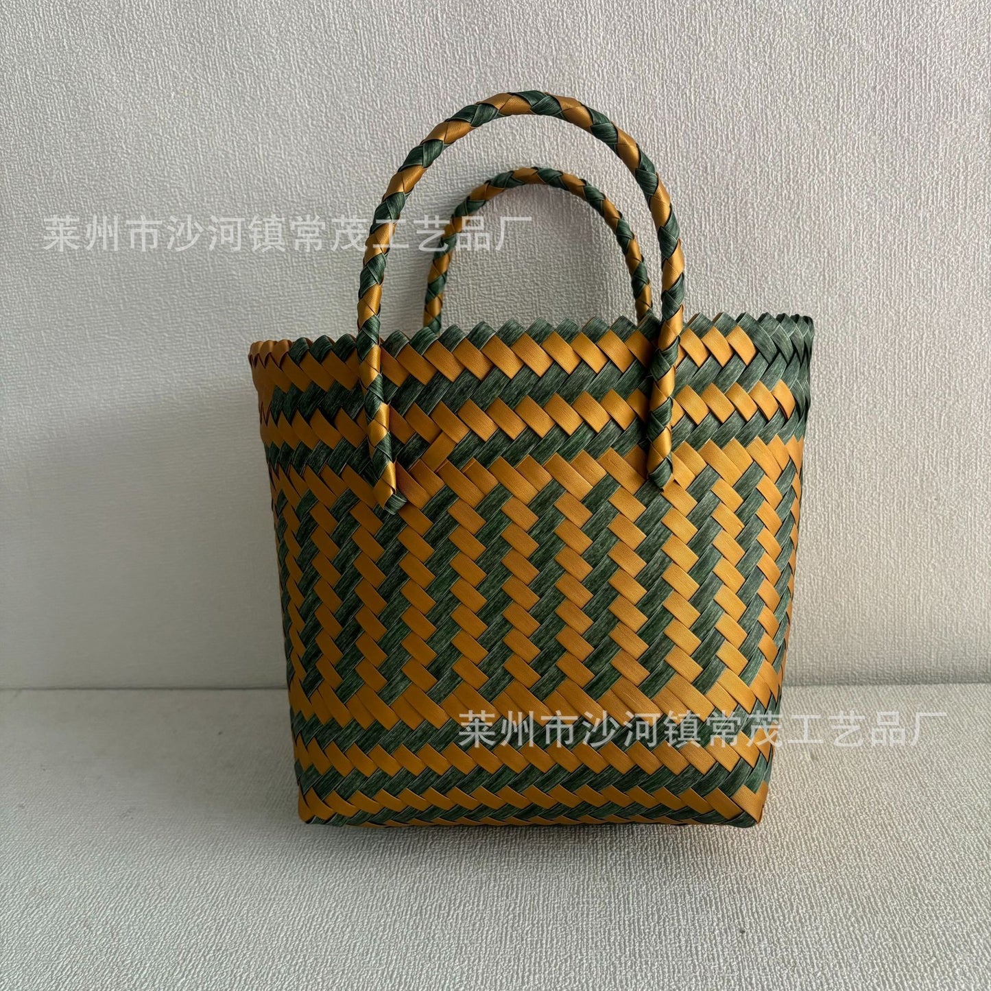 ZllKl  Hand-Woven Handbag Large Capacity Plastic Woven Basket Small Square Bag with Hand Gift Bag Simple Handheld Versatile Women's Bag