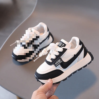 ZllKl  Children's Sneaker  Spring Style Children's Leather Dad Shoes Medium and Large Children's Running Shoes Spring and Autumn Boys and Girls Daddy