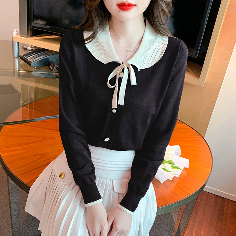 Chiffon fashion doll collar bottoming shirt women's autumn and winter new long-sleeved thickened inner women's sweater