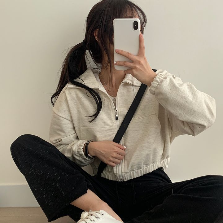 ZLLKL 2025 Internet celebrity zipper cardigan sweater women's spring autumn winter thin jacket Korean tide fleece loose fleece top solid color