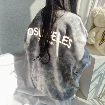 ZLLKL 2025 Wholesale 3 colors, tie-dye sweater women's cotton loose Korean version on clothes loose letters spring and autumn jacket medium and long Popular trade