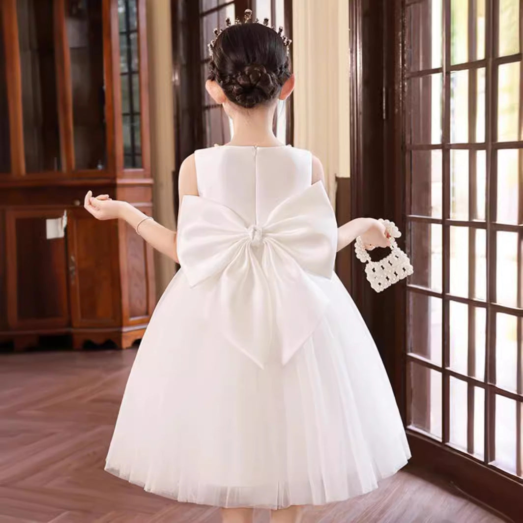 ZllKl  Girl's Dress Children's Big Violin Piano Grading Performance Dress Little Girl's Birthday Host Princess Dress Summer