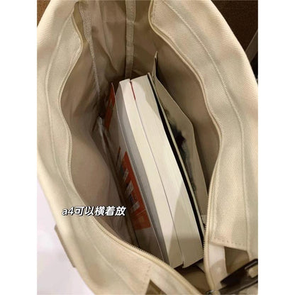 ZllKl  College Student Class Canvas Bag Female  New Casual All-Match Shoulder Bag Large Capacity Work Commuter Tote