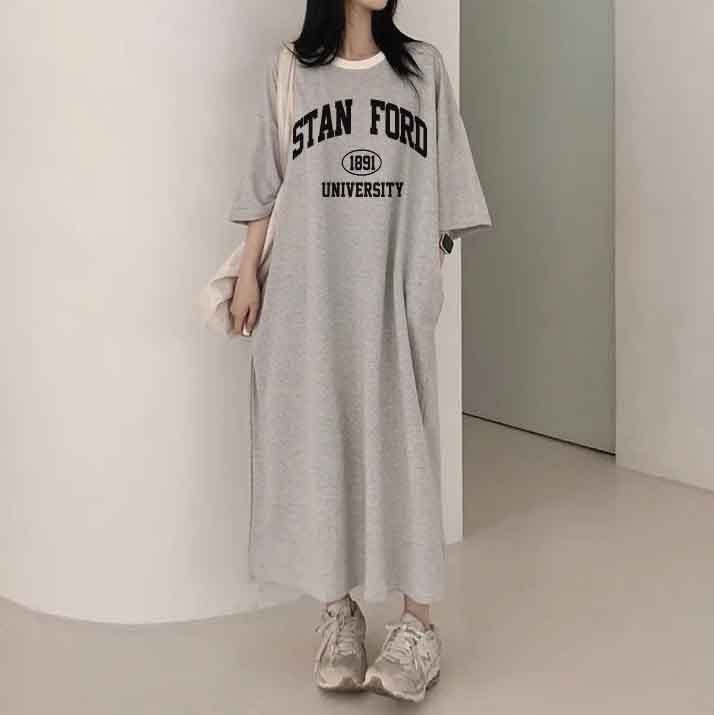 ZllKl 2025Manufacturer pure cotton Japanese short-sleeved dress women's summer popular new design loose printing medium and long t