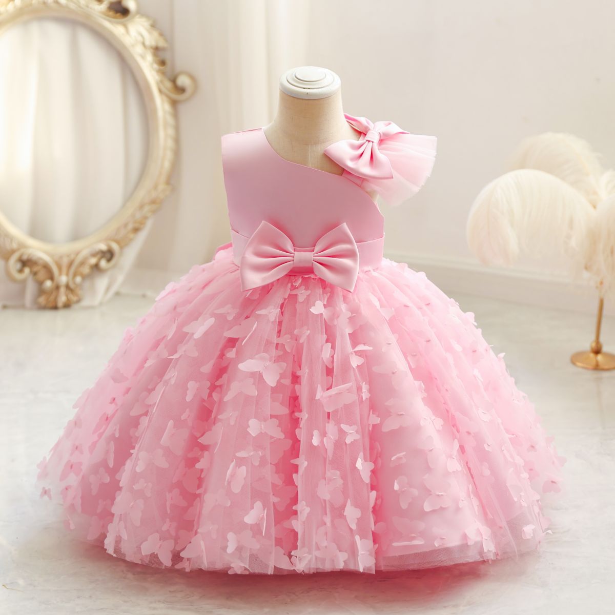 ZllKl  Girls' New Princess Mesh Embroidered Children's Dress Children Puff Mesh Birthday Full-Year Formal Dress Wholesale