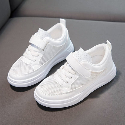 ZllKl  Children's White Shoes  Spring and Summer New Single Mesh Breathable Boy White Sneaker Girls' Casual Shoes Tide