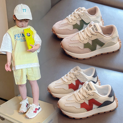 ZllKl  Girls' Shoes  New Spring and Summer Medium and Large Children's Sneakers Children's Mesh Single-Layer Shoes Summer Breathable Mesh Dad Shoes