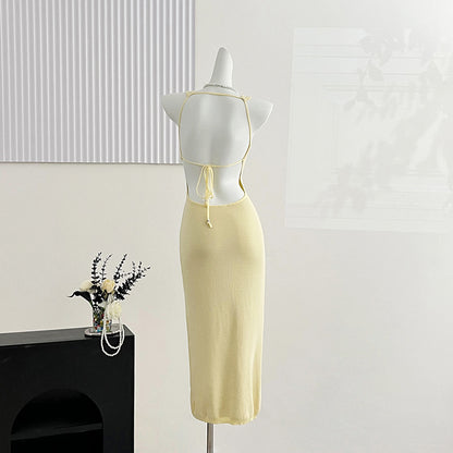 ZllKl  2025 women's clothing New summer new fashionable and sexy round neck slim-fit halter waist and hip dress