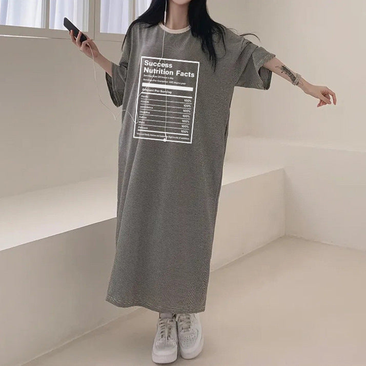 ZllKl 2025Manufacturer pure cotton Korea loose and thin letters short-sleeved long T-shirt skirt women's popular new popular leisure even