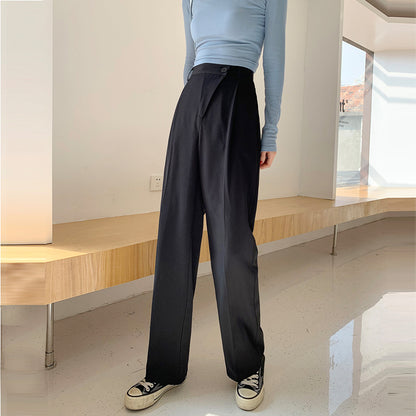 ZllKl  Suit Pants Women Straight Loose High Waist Slimming  Spring and Summer New Casual Mop Pants Drooping Wide-Leg Pants