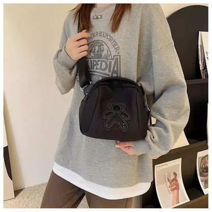 ZllKl  Korean New Bear Sequined Shell Bag Oxford Cloth Versatile Women's Bag Lightweight Shoulder Messenger Bag Casual Large Capacity