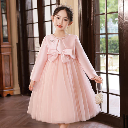 ZllKl  Girl's Dress Children's Big Violin Piano Grading Performance Dress Little Girl's Birthday Host Princess Dress Summer