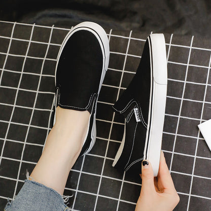 ZllKl Canvas Shoes for Women Men  Spring and Autumn New Slip-on Lazy Shoes for Students Casual Flat Skateboard Shoes Korean Couples Shoes