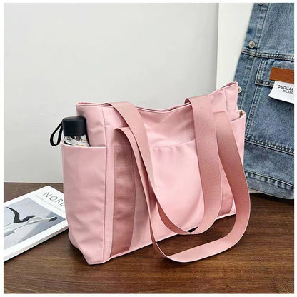 ZllKl  New Women's Bag Japanese Solid Color Tote Bag Shoulder Bag Casual Simple Mummy Diaper Bag Canvas Handbag