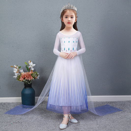 ZllKl  Frozen 2 Princess Elsa Dress Girl Aisha's Dress Summer Kids' Skirt Clothes Aisha