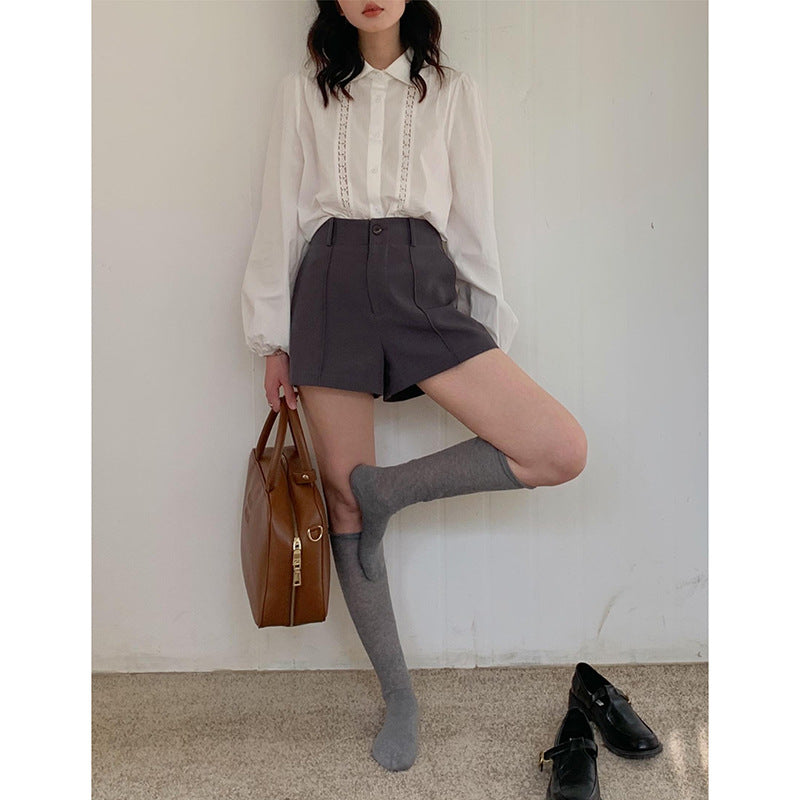 ZllKl  [Gray Hot Pants] GE Ming A- line Shorts Female  Summer New Korean Style Casual Suit Pants Y5224f