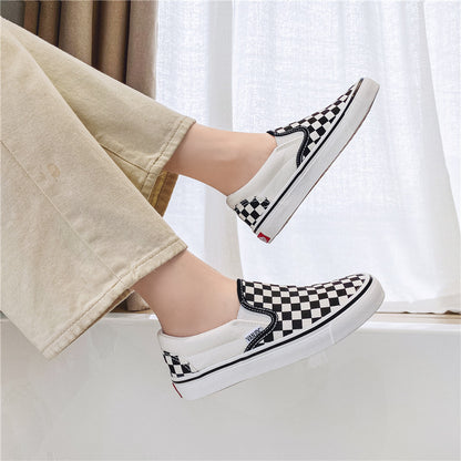 ZllKl Canvas Shoes for Women Men  Spring and Autumn New Slip-on Lazy Shoes for Students Casual Flat Skateboard Shoes Korean Couples Shoes