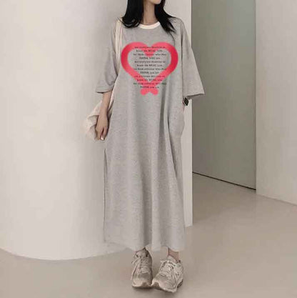 ZllKl 2025Manufacturer pure cotton Korea loose and thin letters short-sleeved long T-shirt skirt women's popular new summer explosion leisure