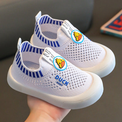 ZllKl  Spring and Summer Children's Breathable Mesh Shoes Non-Slip Flying Woven Shoes Soft-Soled Shoes for Baby Slip-on Casual Shoes