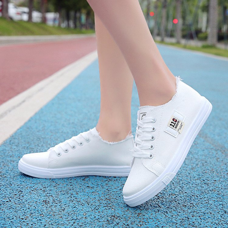 ZllKl Fashionable Summer New Canvas Shoes Women's Casual Shoes Student Korean Style Sneaker Ins Flat Sneakers Fashionable plus Size