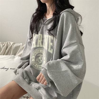 ZLLKL 2025 Wholesale, cotton zipper hooded sweater women's loose Korean version medium and long top, spring and autumn high street coat ins trendy brand