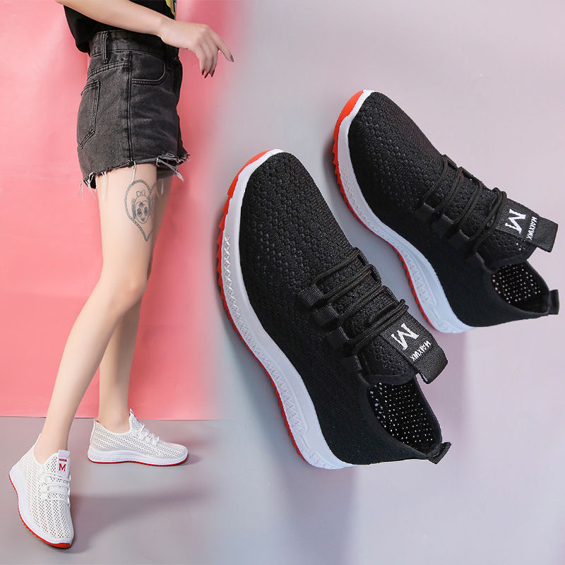 ZllKl Spring, Summer, Autumn Hollowed Mesh Shoes Beijing Traditional Women's Cloth Shoes Flat Pumps Casual Mesh Sneaker Female Soft Bottom Mom Shoes