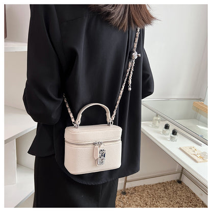 ZllKl  Women's Bag  Spring and Summer New Korean Style Fashion Shoulder Crossbody Small Square Bag Personalized Lock Textured Handbag