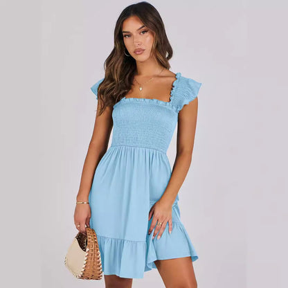 Dresses Summer Ladies Sexy Off Shoulder Flower Print Dress Elegant Short Sleeve Elastic Irregular Casual Dress Vestido De Mujer