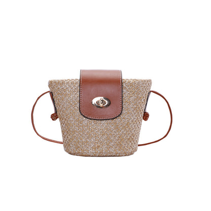 ZllKl  Niche Designer Bag New Fashion All-Match Trendy Straw Crossbody Beach Bag Small Size Earphone Bag