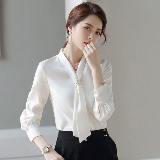 zllkl  Chiffon New Suit Shirt Women's Thin Fashion Design Niche Top Drape Temperament Long Sleeve Spring and Summer Shirt