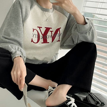 ZLLKL 2025 Sweater women's splicing short  new Korean version niche women's clothing loose autumn and winter thickened velvet top